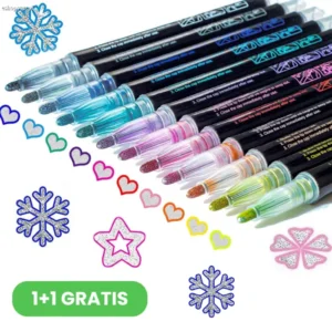 Srebrne markery z kolorowym obrysem – 12 szt. METALINK 1+1 GRATIS