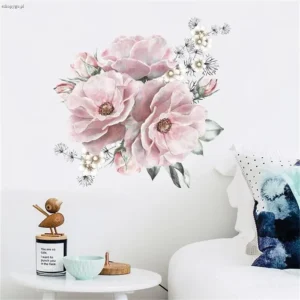Różowe kwiatowe naklejki na ścianę BLOOM