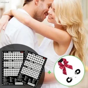 Gra miłosna plakat LOVEQUEST + kajdanki i opaska na oczy GRATIS