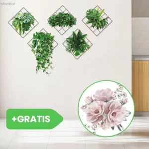 Dekoracyjne naklejki ścienne PLANTWALL + GRATIS kwiatowe naklejki BLOOM